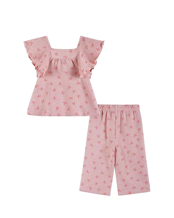 Детский комплект из топа и брюк с воланами на рукавах модель Pink Bows Andy & Evan, Pink Bows — фото 2