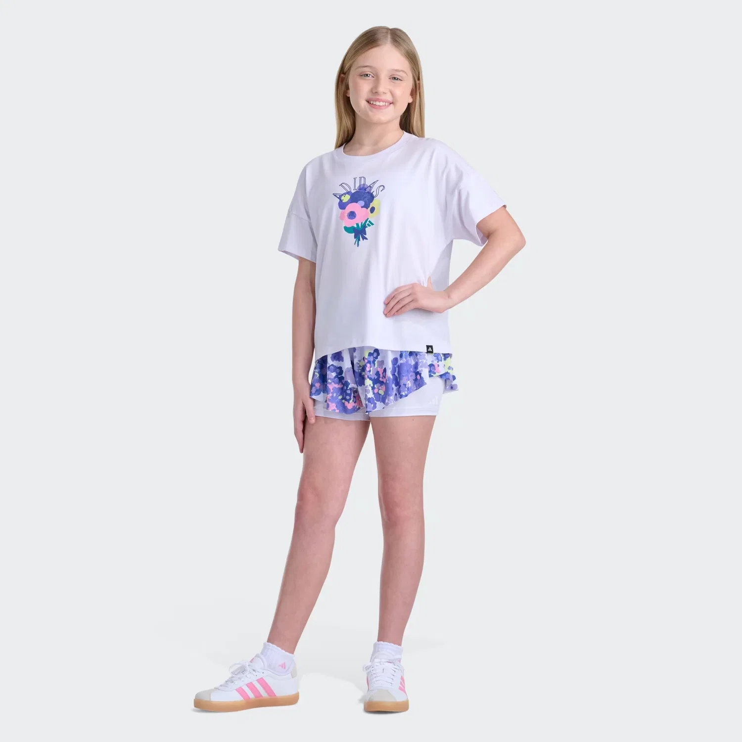 Детская футболка с коротким рукавом и спущенным плечом Adidas Sportswear, фиолетовый — фото 3