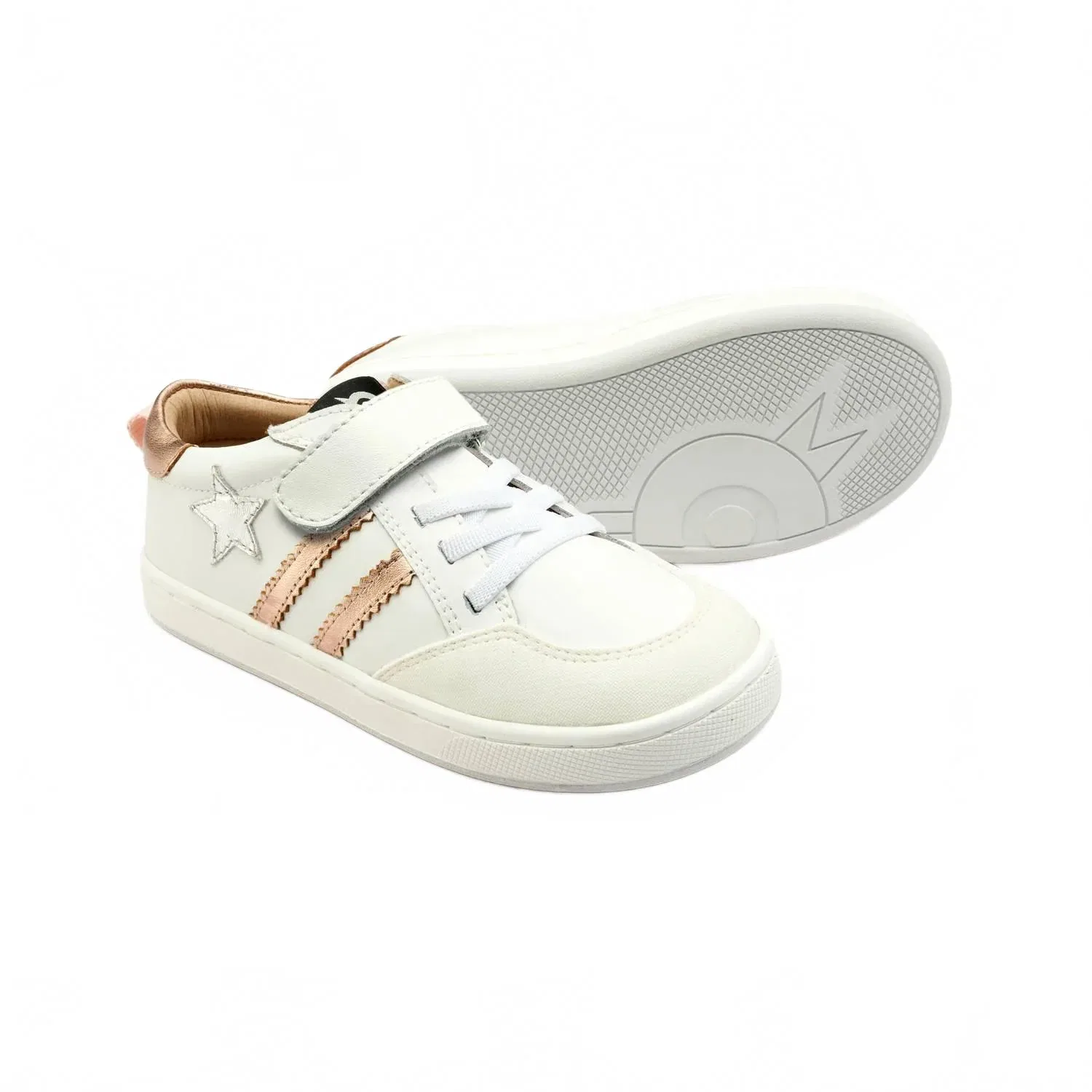 Детские кроссовки на липучках с двумя ремешками Platinum Runner Vl Strap Star Old Soles, Snow/Copper/Silver — фото 2