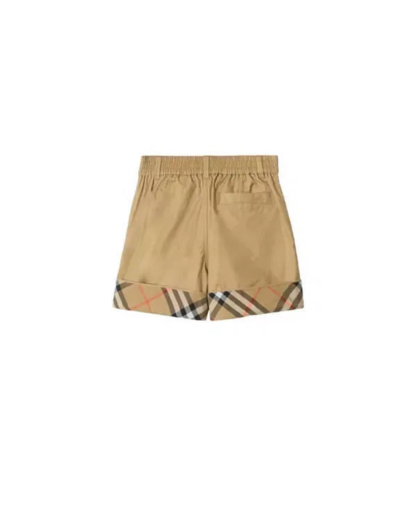 Детские шорты для мальчиков с принтом Check Turn-Up Cotton Shorts Burberry, Sand Beige — фото 2