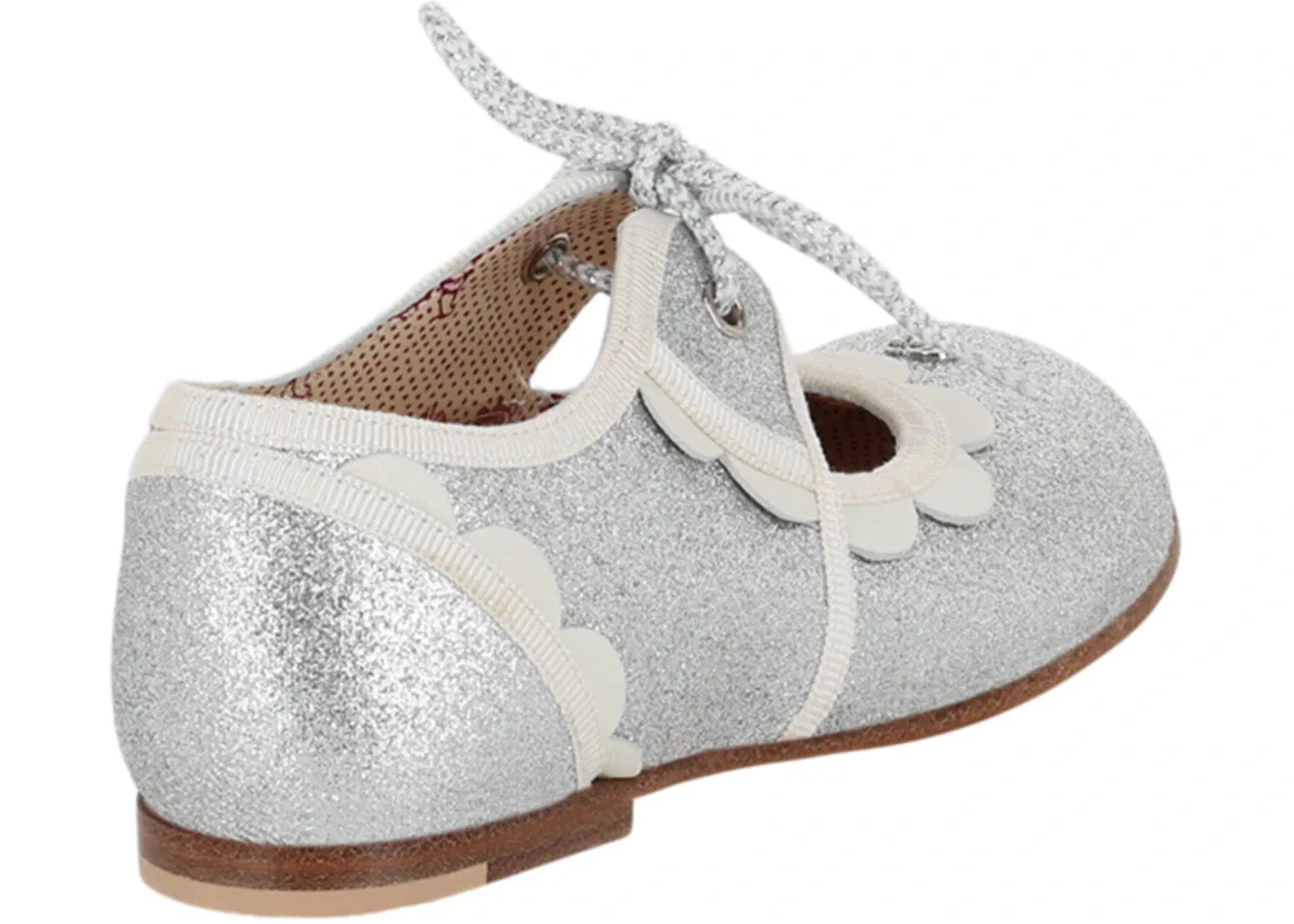 Детские туфли-лодочки с блестками Gucci Glitter Scalloped-Trim Dress Shoes, Silver — фото 3