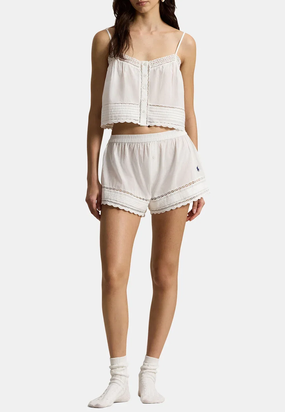Комплект из топа и пижамы из вуали с цветочным принтом Polo Ralph Lauren, White Cloud — фото 2