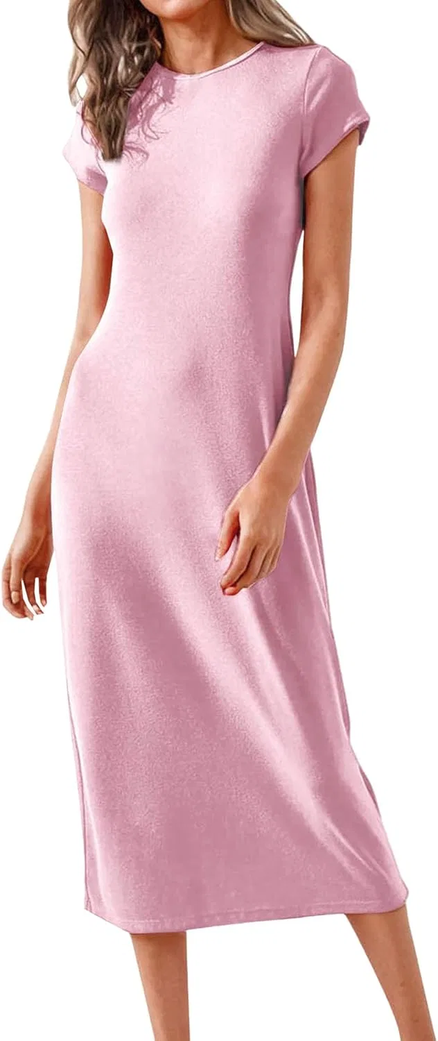 Женское летнее платье-футболка миди Length, Light Pink