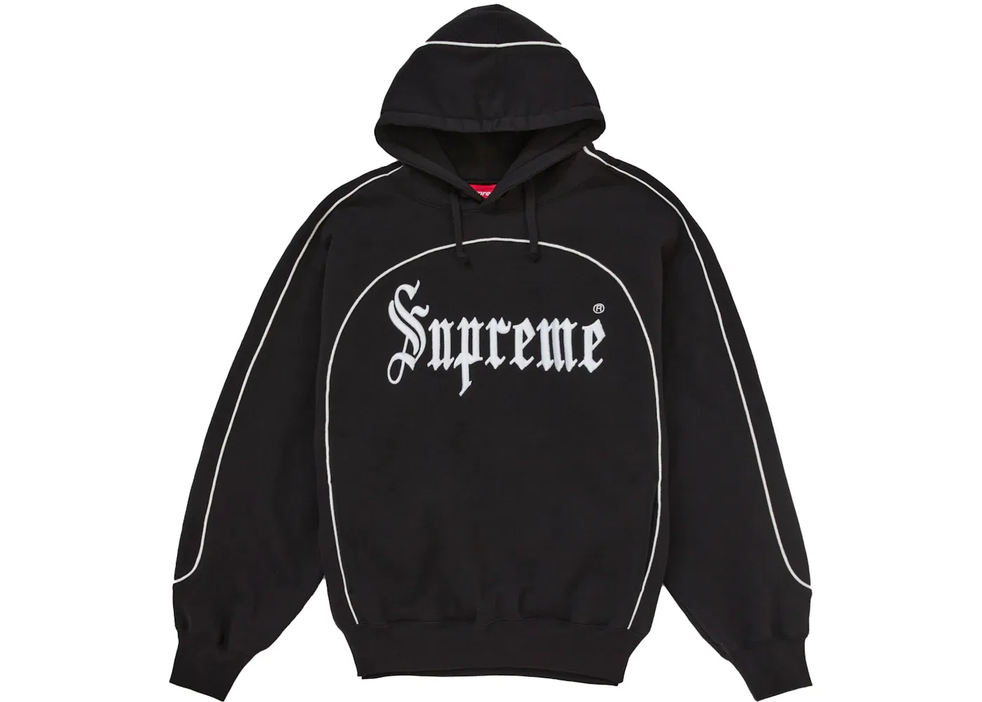 Мужской худи с принтом Supreme Curve Piping Hooded Sweatshirt, Black
