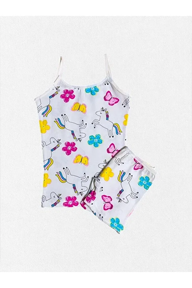 Детский комплект для девочек с цветочным принтом Elmas Kids, White — фото 2