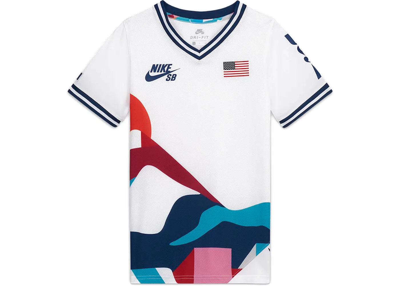 Детская джерси с принтом Nike SB x Parra USA Federation Kit Crew Jersey, White Brave Blue