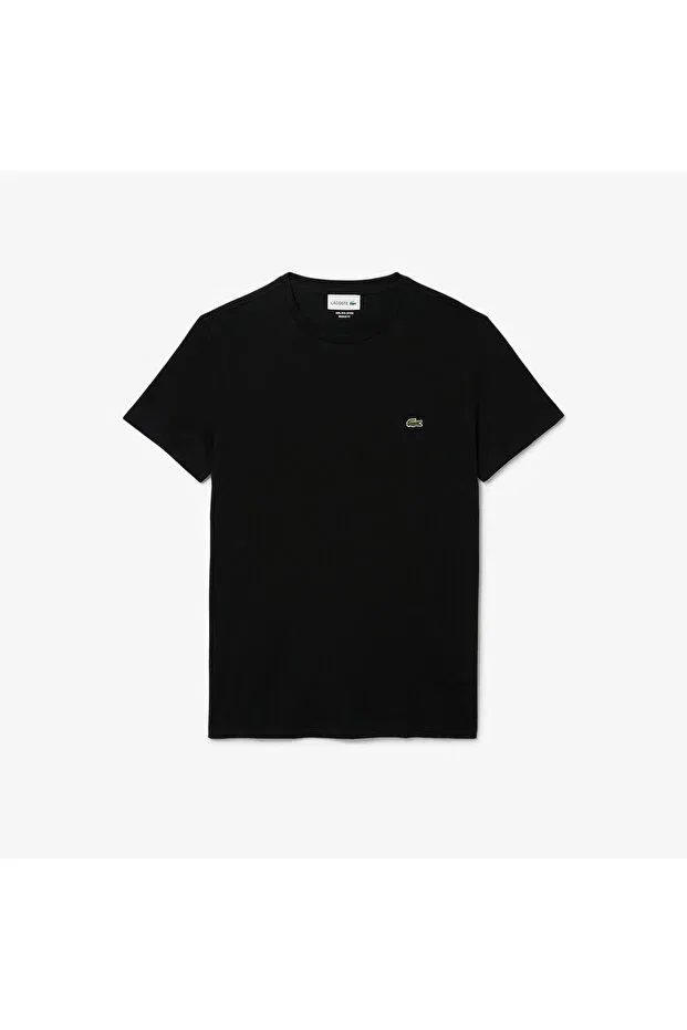 Мужская футболка Lacoste хлопковая, однотонная, черный — фото 4