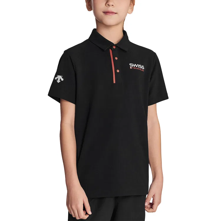 Детское поло с принтом Running Teenagers DESCENTE, Black