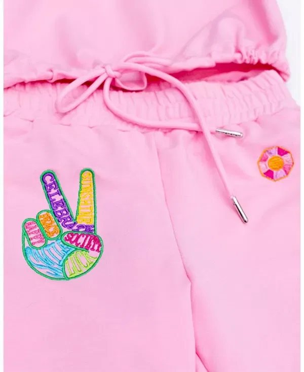 Детский комплект для девочек с принтом Peace Embroidered Sunshine Society, розовый — фото 2