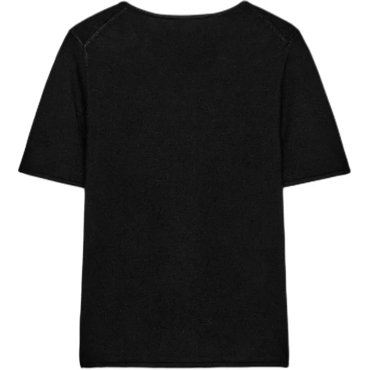 Женская футболка с круглым вырезом, черная, ZARA — фото 3