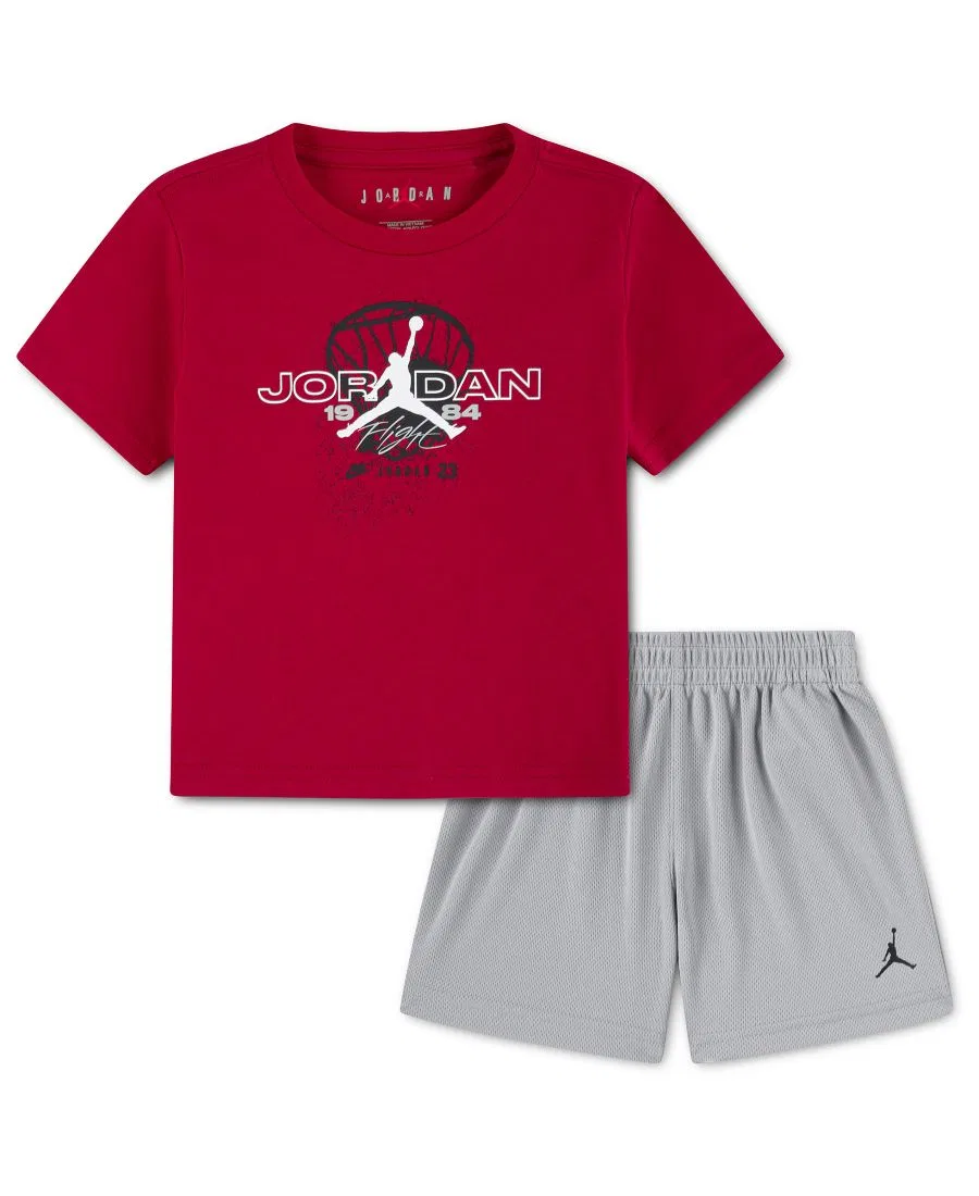 Комплект футболки и шорт Jordan Flight Team с принтом, Light Smoke Gray