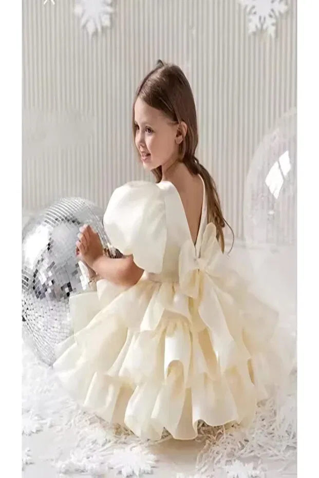 Детское платье для девочек с оборками Miço Kids, Off White — фото 2