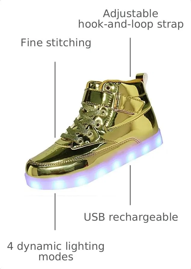 Детские светящиеся кроссовки с USB-зарядкой Voovix, Gold Mirror — фото 3