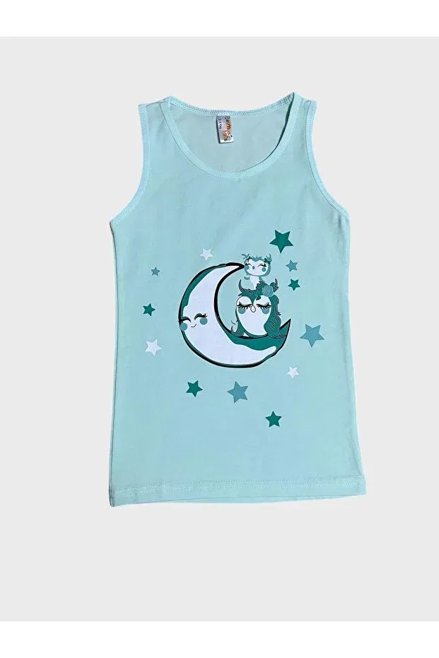 Детский комплект для девочек с принтом Crescent Star Pattern Elmas Kids, Water Green — фото 2