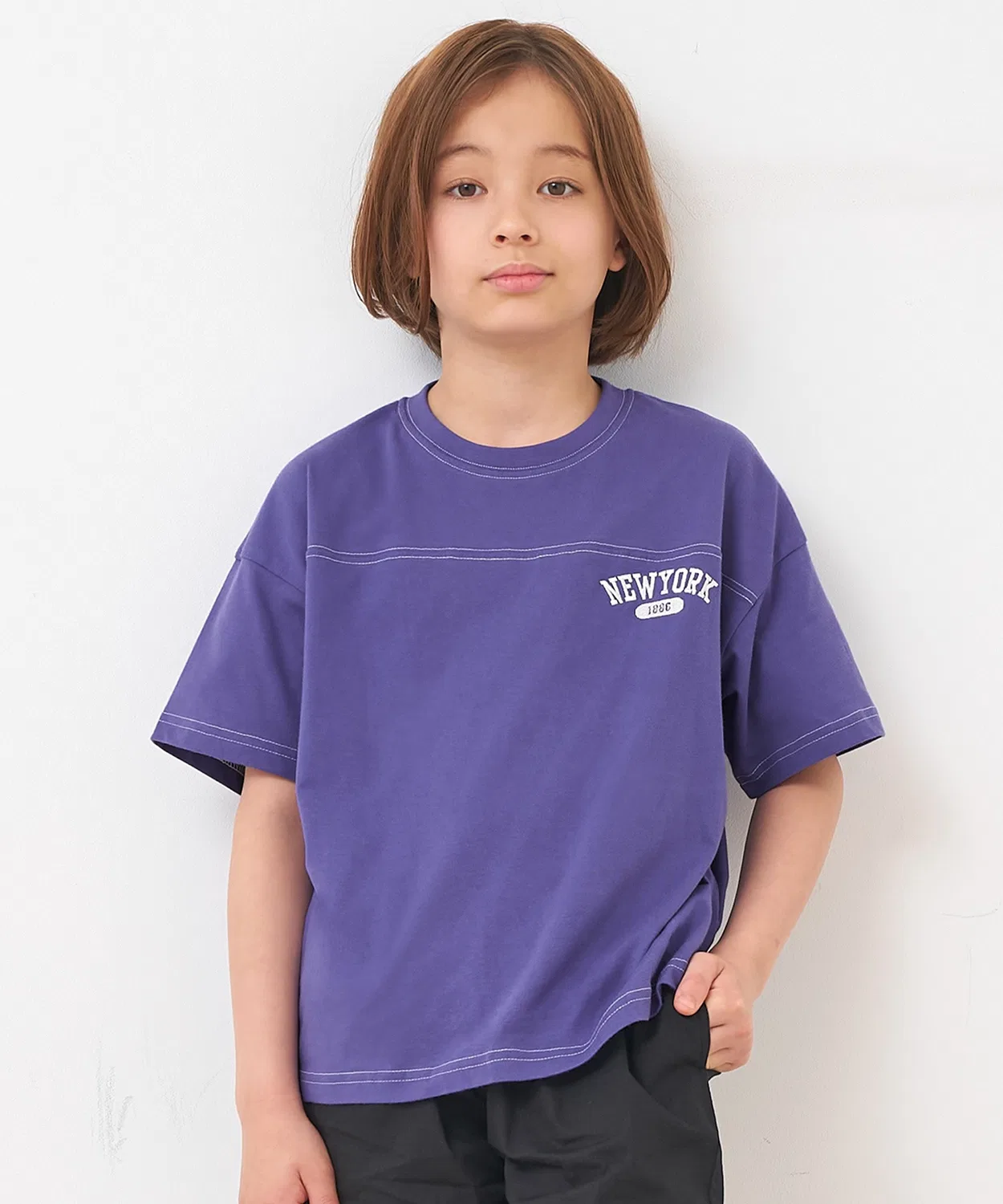 Coca（coca） Детская футболка с длинным рукавомс вышивкой Football coca, Purple