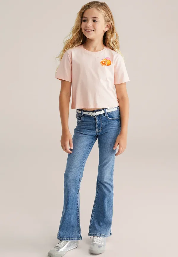 Футболка с принтом Print t-shirt We Fashion, Salmon Pink, розовый