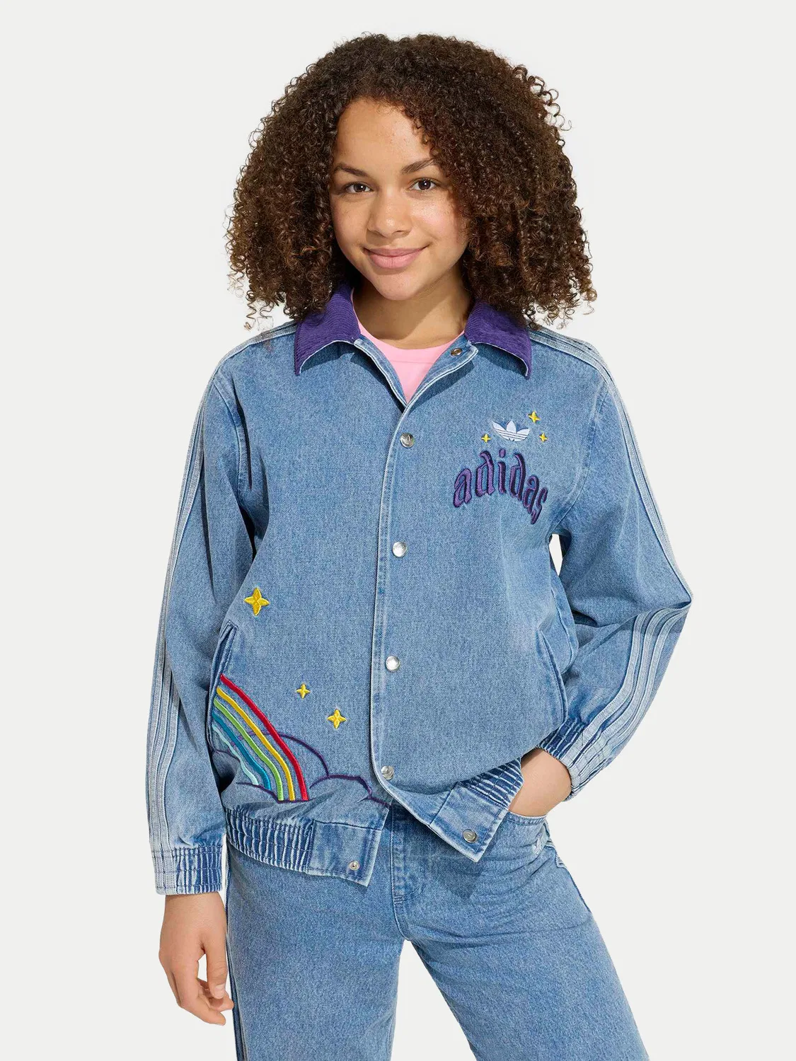 Джинсовая куртка стандартного кроя для девочки Care Bears Loose College Adidas, синий