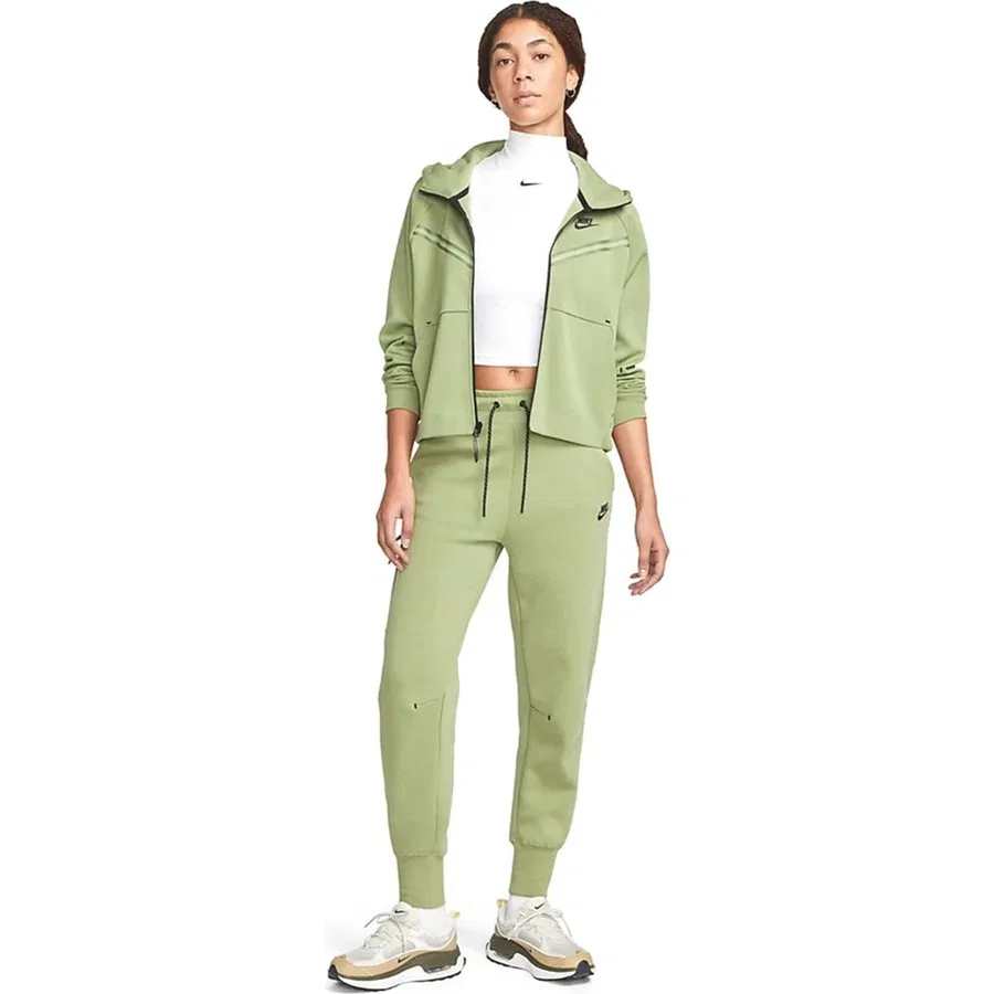 Спортивные брюки Nike Tech Fleece Loose Fit, серые, женские, Зеленый — фото 4