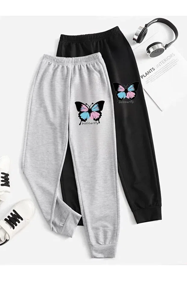 Детский спортивный костюм с принтом Butterfly Printed Topçu, Colored