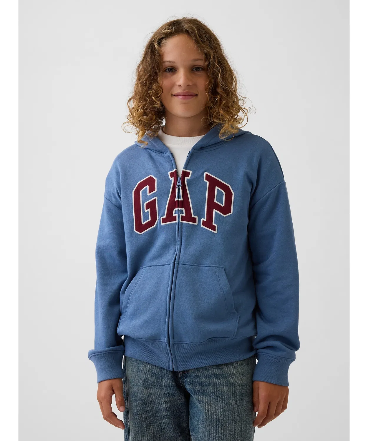 Детская кофта-худи из футера с принтом GAP Logo, с длинным рукавом Relaxed Fit GAP, Blue