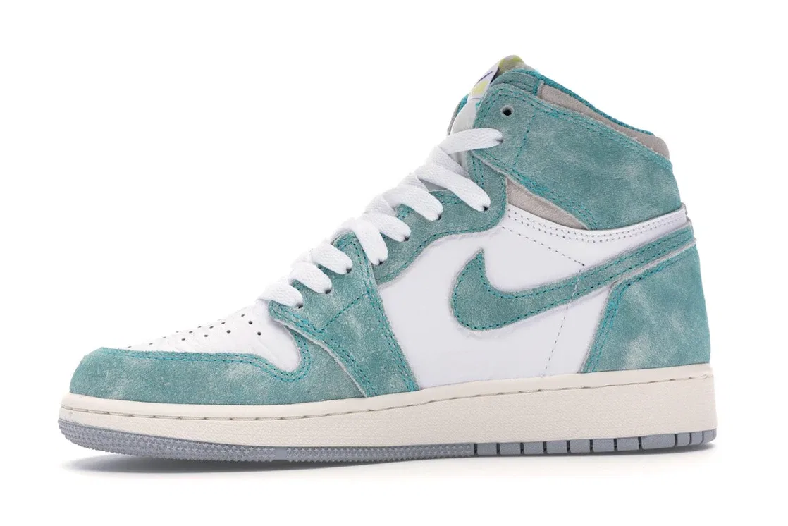 Детские кроссовки lifestyle с принтом Jordan 1 Retro High Turbo Green, Turbo Green/Sail-White-Light Smoke Grey — фото 3