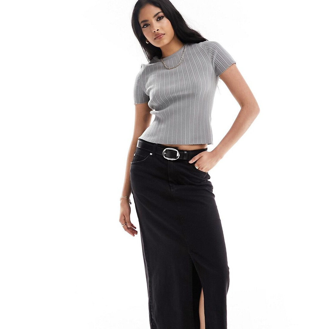 

Футболка Asos Design Knitted Baby Fit, серый