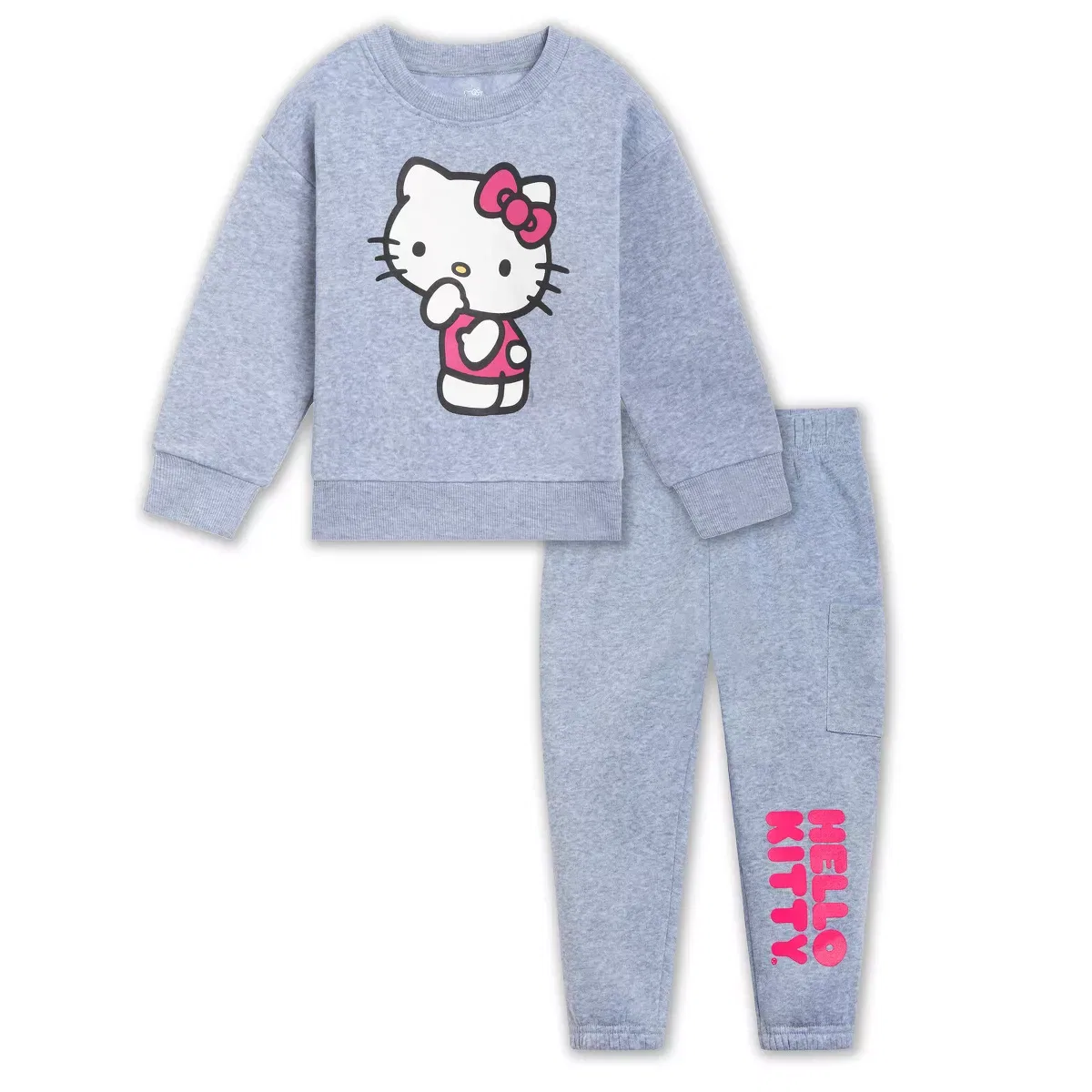 Детский комплект для девочек из флиса с принтом Hello Kitty, Hello Kitty, Grey