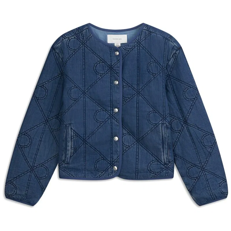 Женский пуховик с джинсовым принтом JMN Denim Blue, Calvin Klein