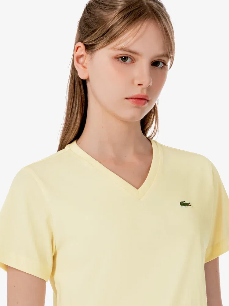 Футболка LACOSTE с V-образным вырезом, Ivory — фото 2