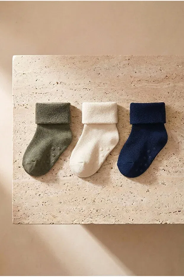 Детские носки махровые набор 3 пары Basics Katia&Bony, Navy - Khaki - White