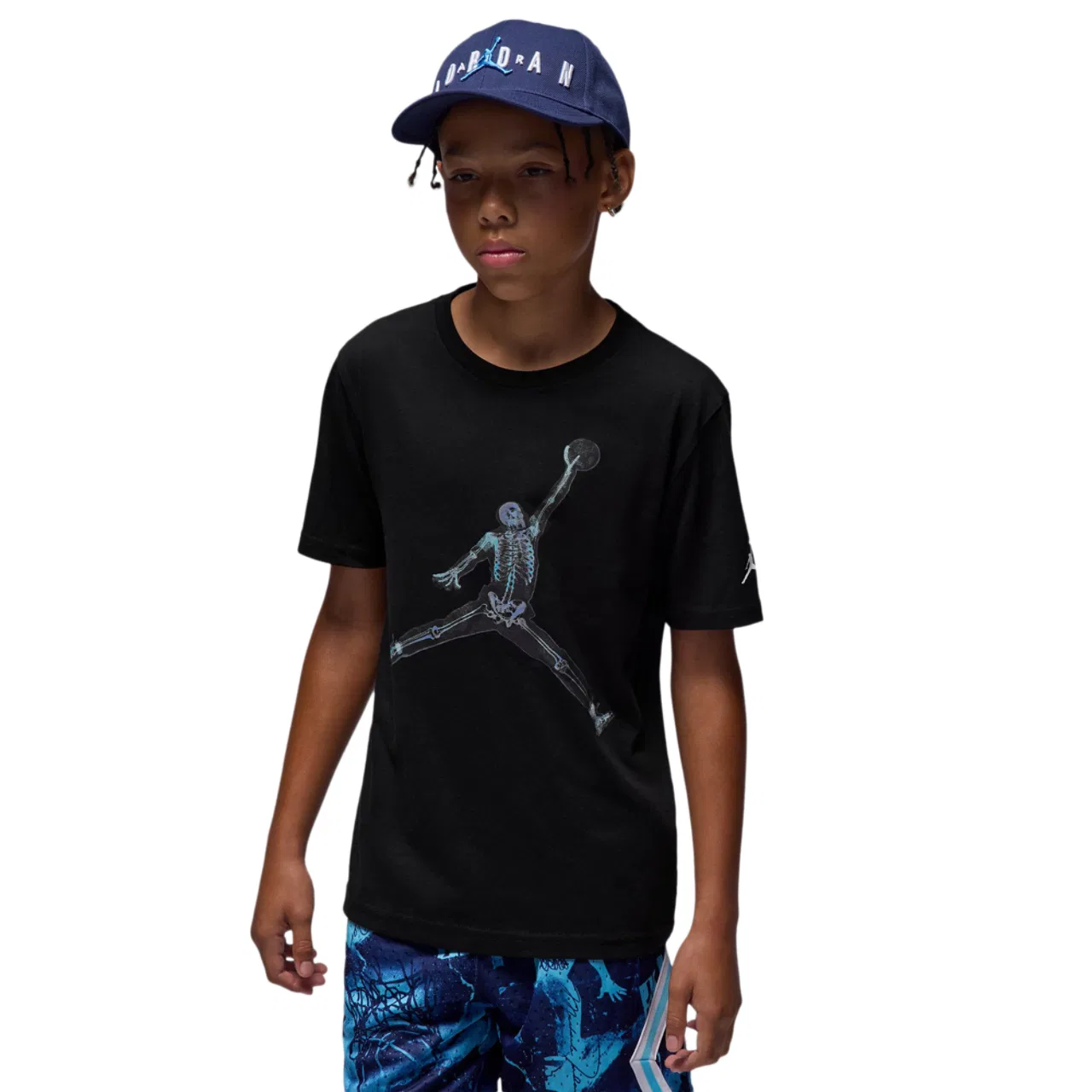Футболка для мальчиков Skeleton Jumpman Jordan, черный/синий