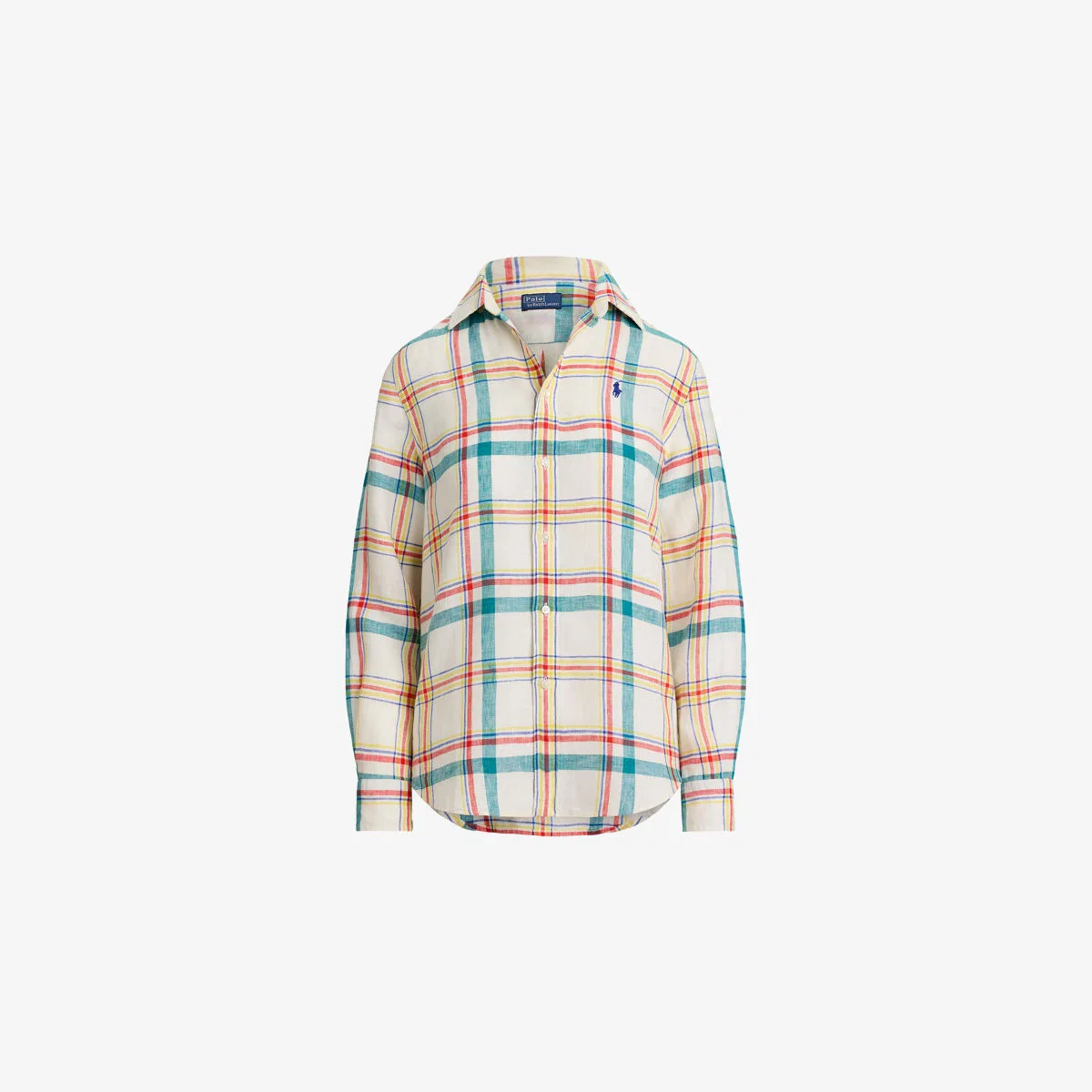 Льняная рубашка в клетку с вышитым логотипом Polo Ralph Lauren, мультиколор