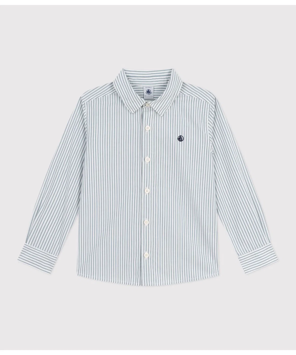Детская рубашка с длинным рукавомв полоску PETIT BATEAU, Blue