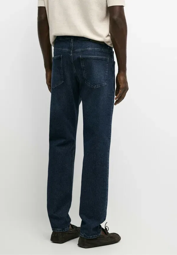 Джинсы из хлопка с эластаном Slim fit jeans Massimo Dutti, dark blue, темно-синий — фото 3