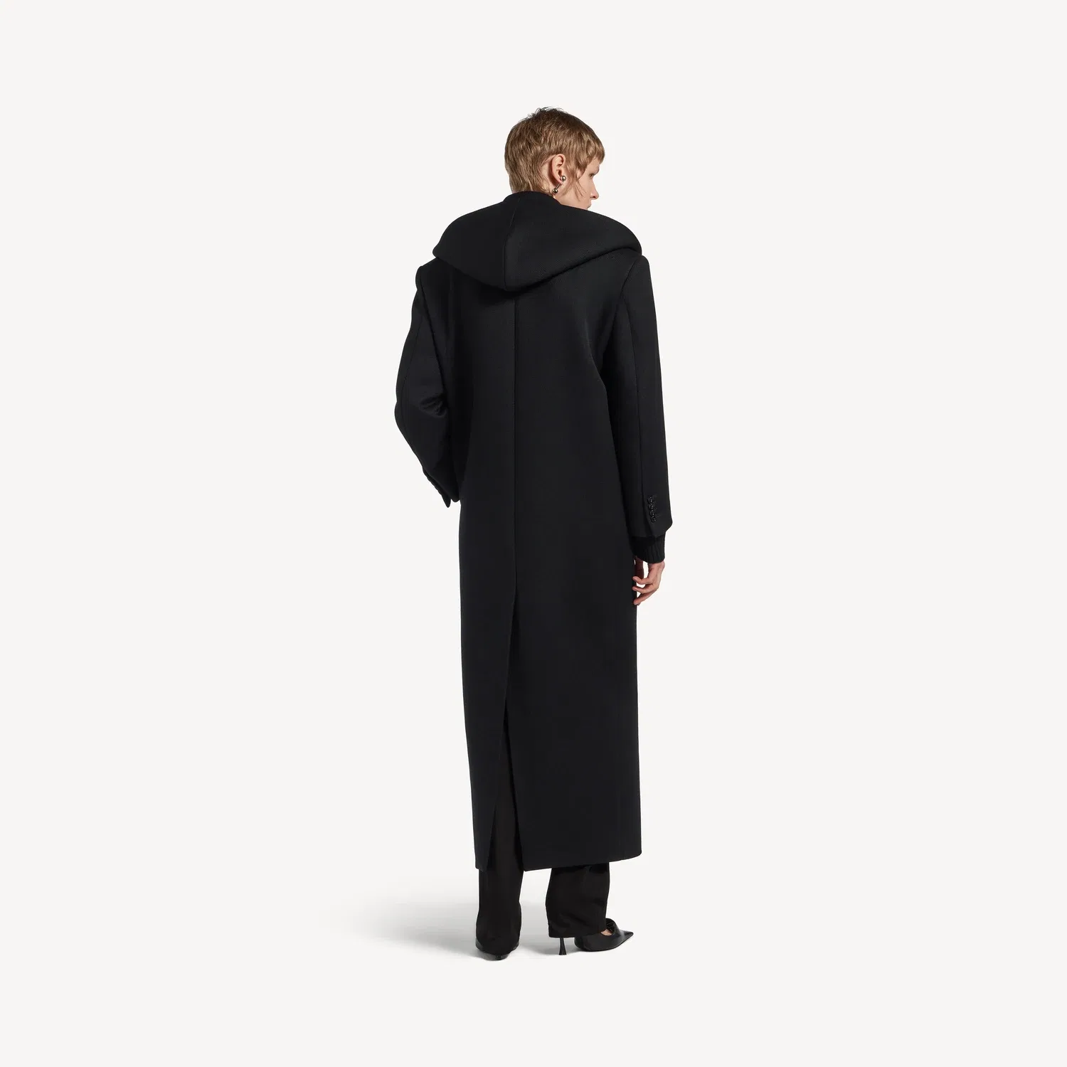 Женское макси-пальто с капюшоном Balenciaga, черный — фото 4