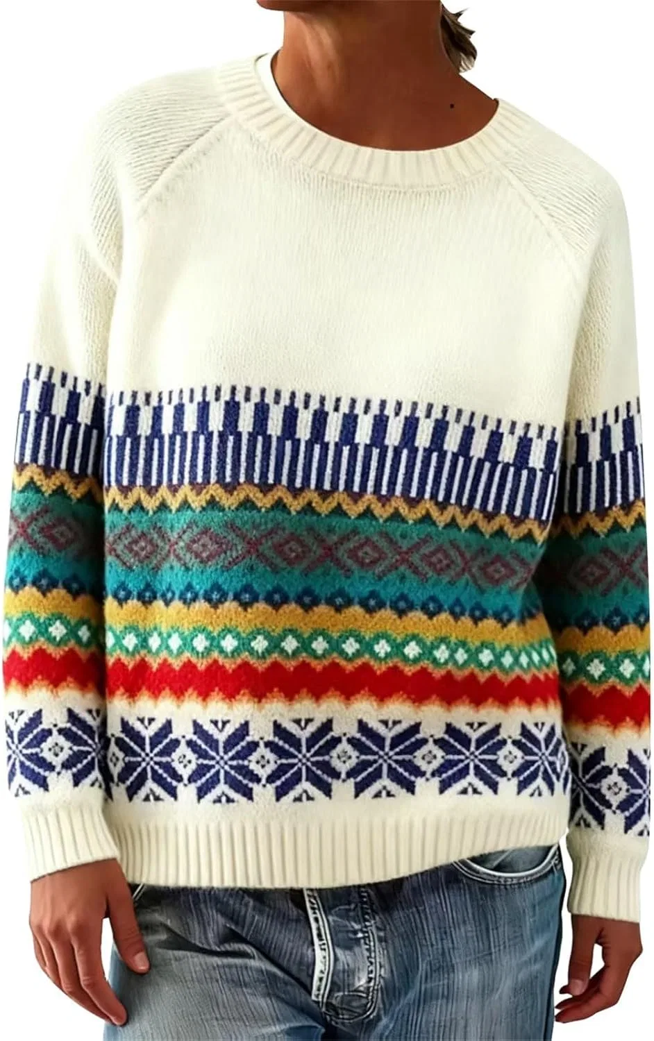 Женский свитер с принтом Fair Isle, бежевый