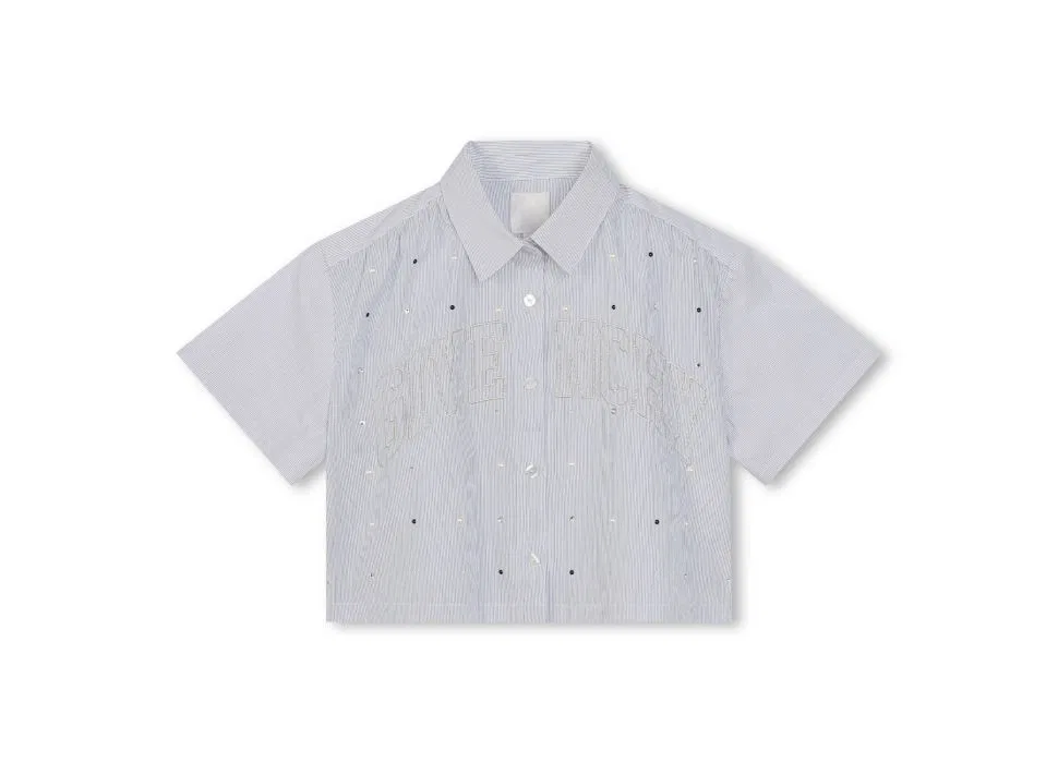 Комплект хлопковый Kids Cotton Shirt And Short Set Givenchy, White Blue — фото 3