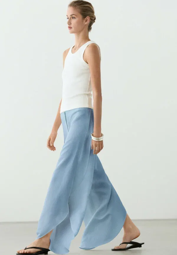 Брюки из льна Cocoon Massimo Dutti, Light Blue, светло-голубой — фото 2
