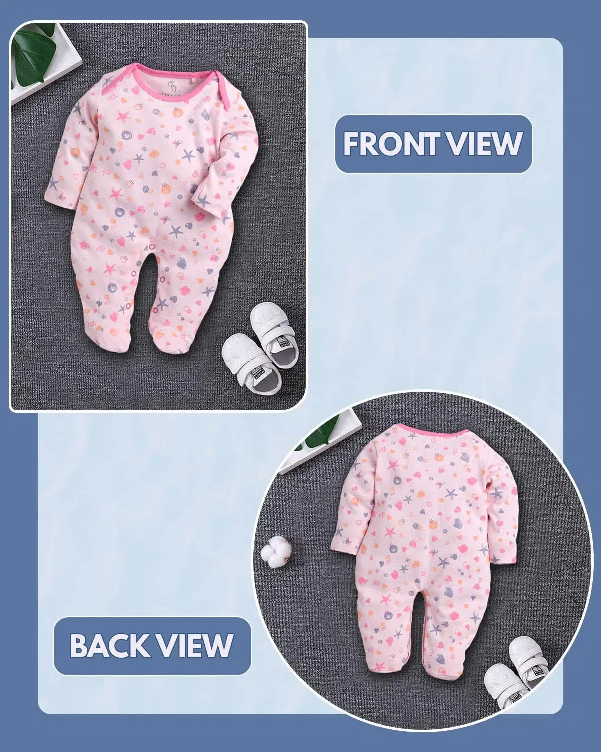 Боди-комбинезон хлопковый комплект из 2 боди-комбинезонов Baby Go, розовый — фото 3