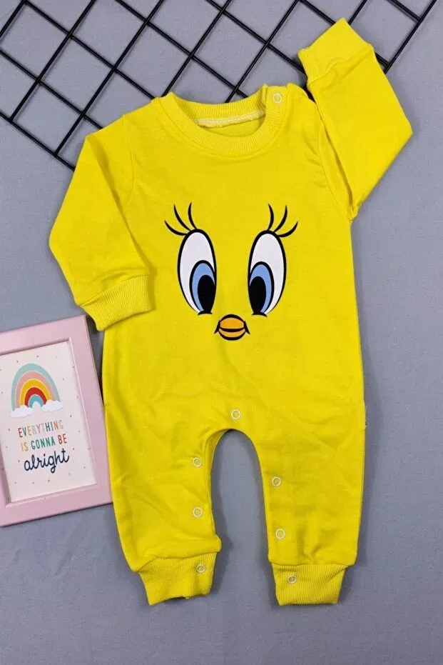 Детский комбинезон для девочек с принтом Tweety Adabebek, Yellow