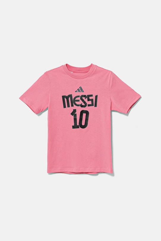 Детская хлопковая футболка MESSI Adidas Performance, розовый — фото 2