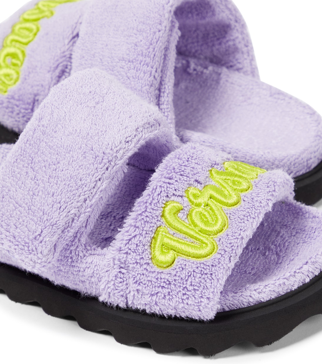 Сандалии с аппликацией из махрового полотна Versace Kids, Baby Violet+Acid Lime — фото 4