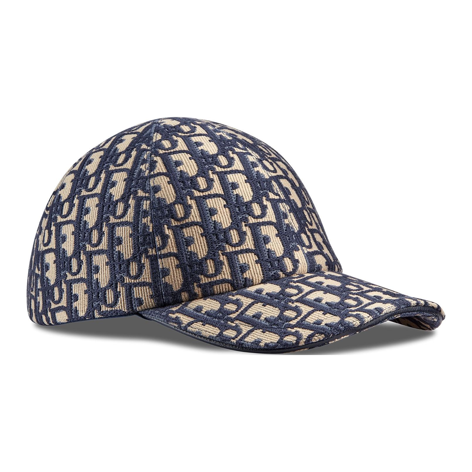 DIOR Бейсболка из овчины унисекс коричнево-голубая, Brown/Blue — фото 4