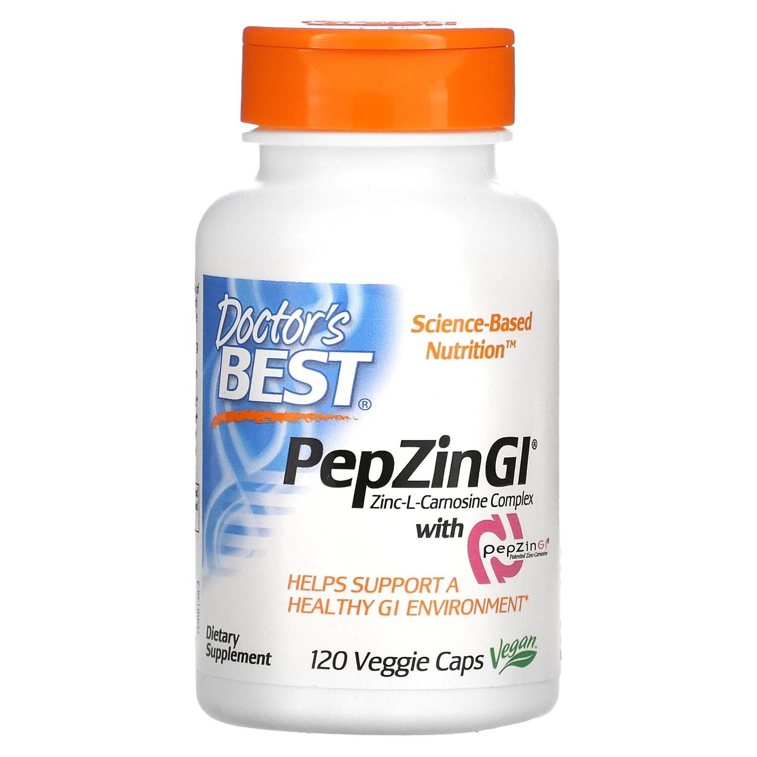 

Doctor's Best PepZin GI комплекс цинк-L-карнозина 120 вегетарианских капсул