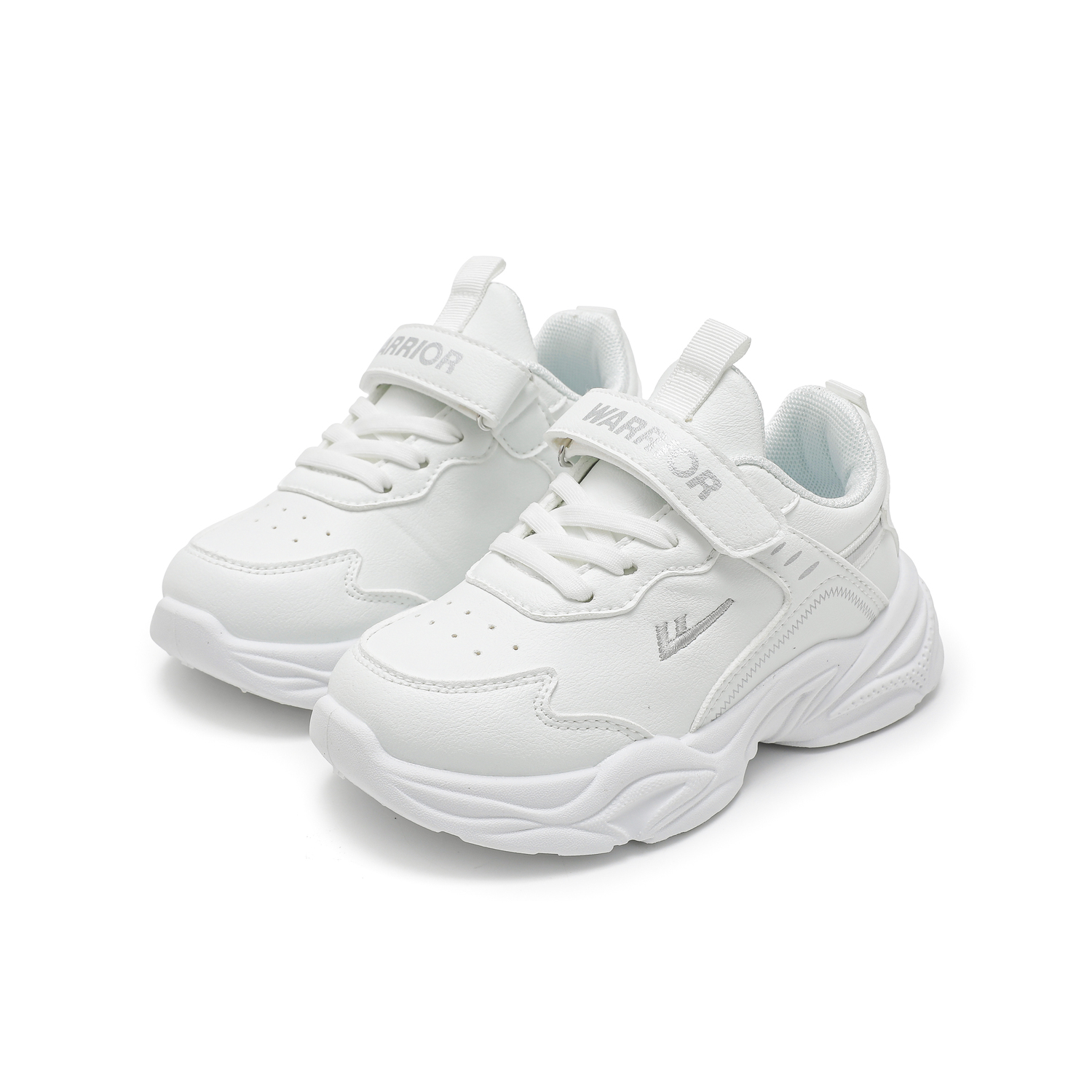 Белые кроссовки Lightweight Cushioning Slip Resistant Anti Kick Low top Casual для детей WARRIOR, белый/синий — фото 4