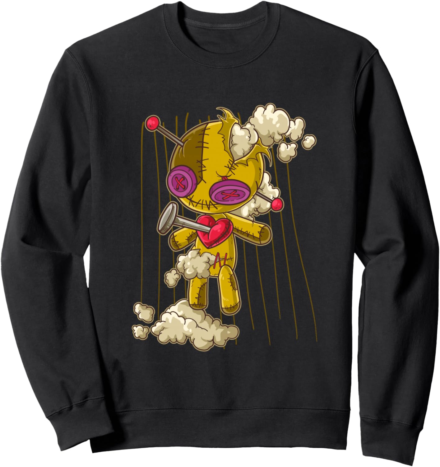 

Толстовка с изображением куклы вуду в пастельных готических тонах Teens Pastel Goth Kawaii, черный