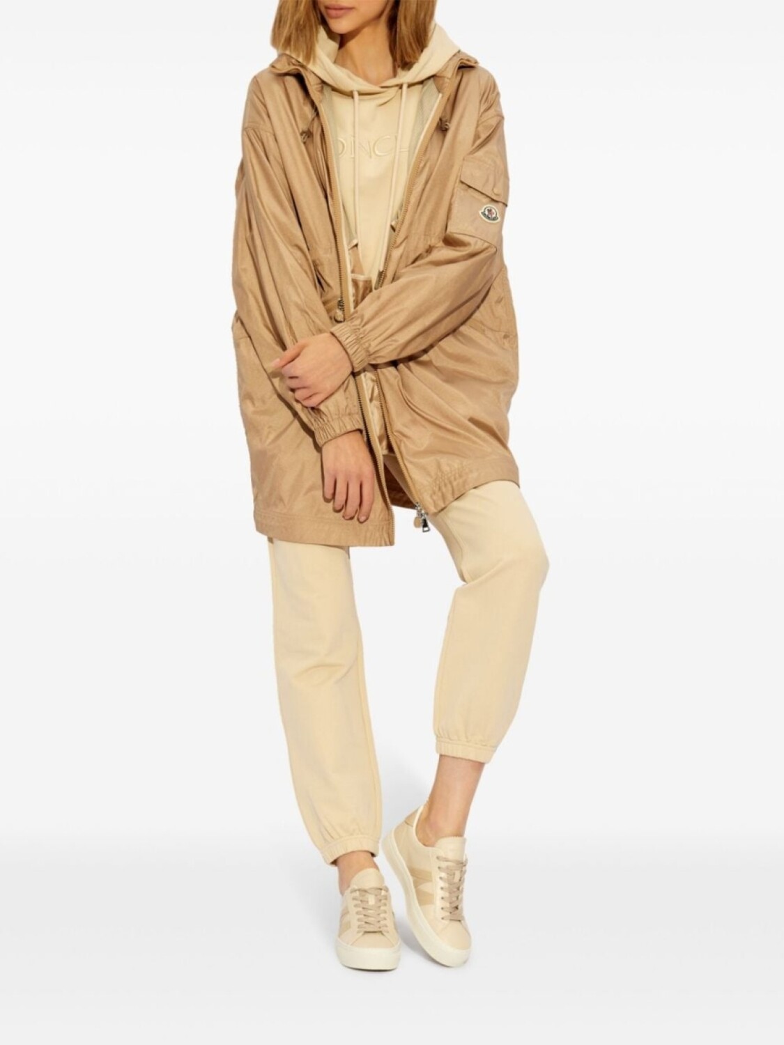 Moncler легкая парка на шнурке, нейтральный цвет — фото 2