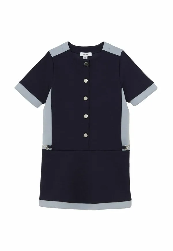 Платье из трикотажа levi interlock с цветными блоками и пуговицами Reiss, Navy — фото 3