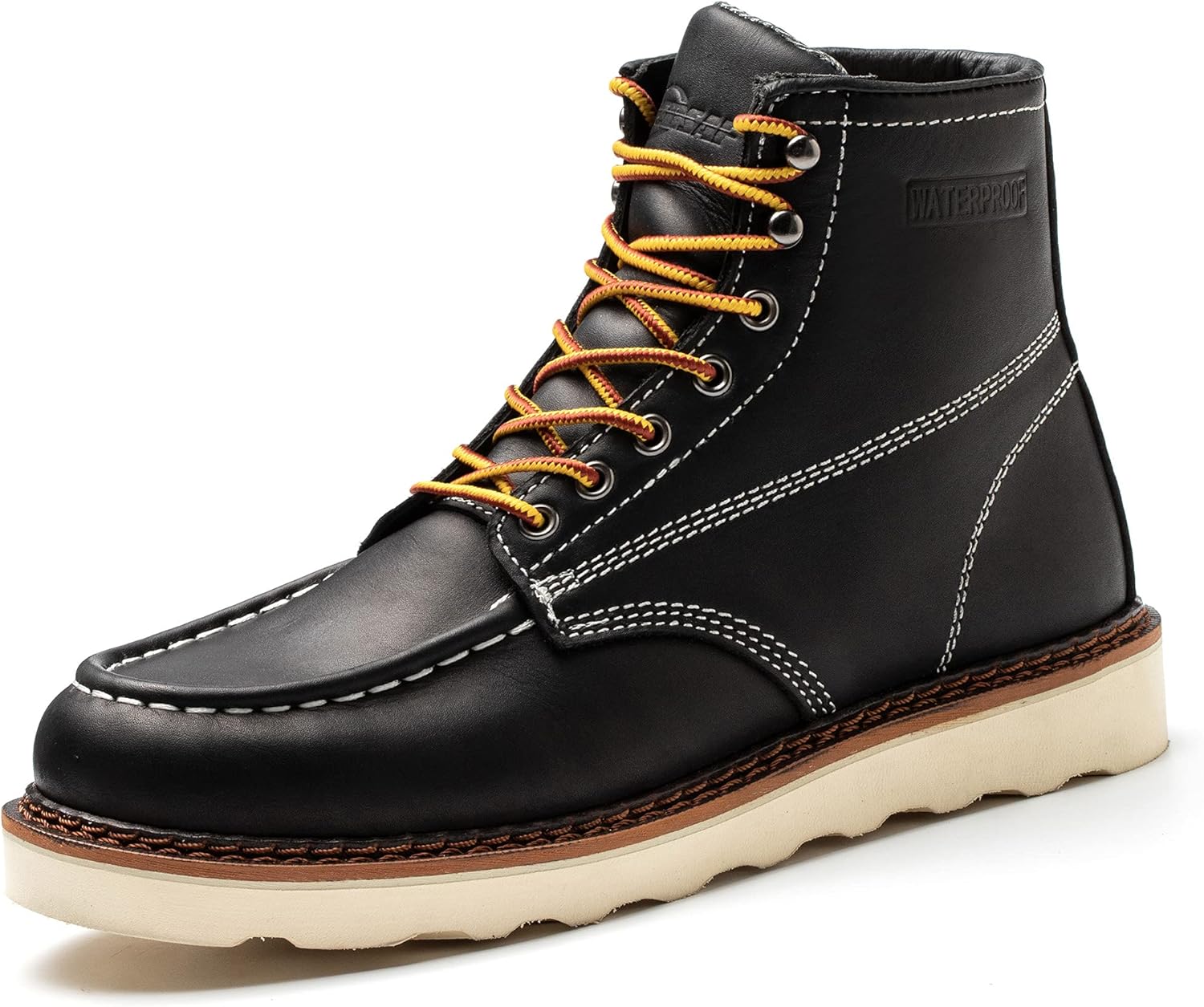 

Ботинки ACDSAF для Мужчин - 15 см Мужские Ботинки с Мягким Носком на Танкетке, Водонепроницаемые Строительные Ботинки, черный