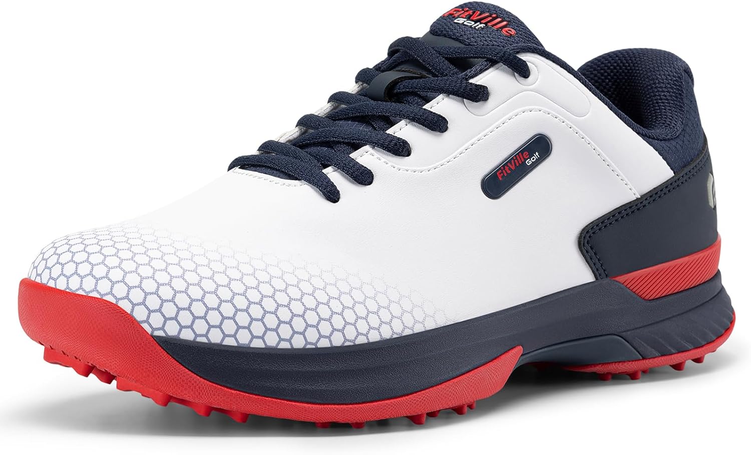 

Мужские гольф-туфли FitVille широкого и очень широкого размера, профессиональные водонепроницаемые туфли для гольфа с шипами, белый/красный/синий